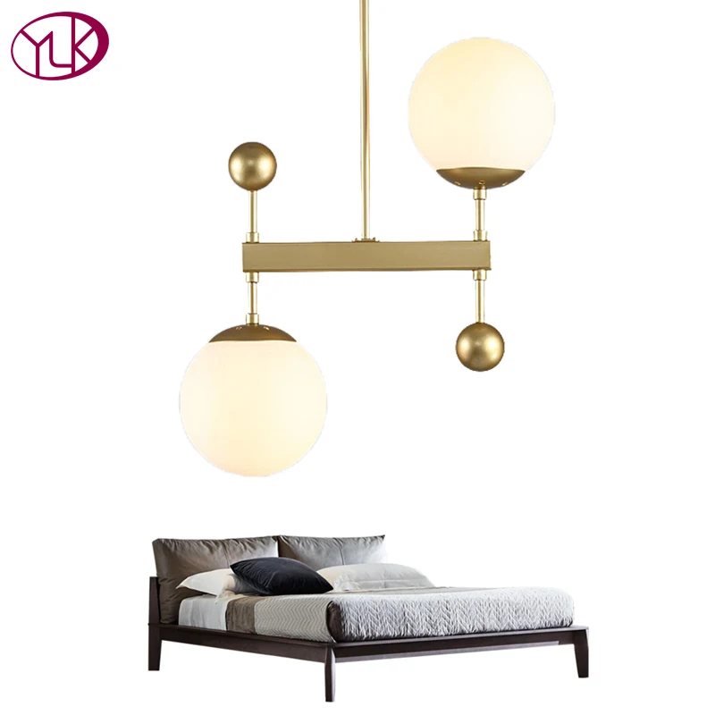 

Youlaike Modern Gold/Black Pendant Light For Kitchen 2 Lights Hanging LED Home Decoration Lighting Fixture Creative Design Lamps