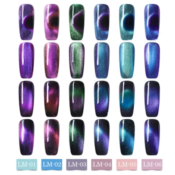 5D Chameleon Magnetic Gel Nail Polish sparkly Sky Jade Effect Cat Eye Gel Soak Off UV Laser Gel Varnish Black Base Needed