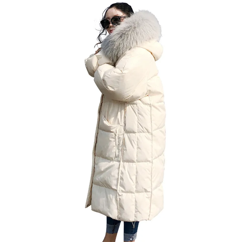 

Winter Jacket Women 2018 New Fashion Medium Long Thick Female Down Jacket Hooded Fur Collar High-End Warm Ladies Parkas Cw296