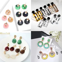 Женские серьги в Корейском стиле, металлические геометрические акриловые винтажные длинные серьги-подвески, модные ювелирные изделия, зима, аксессуары Mujer