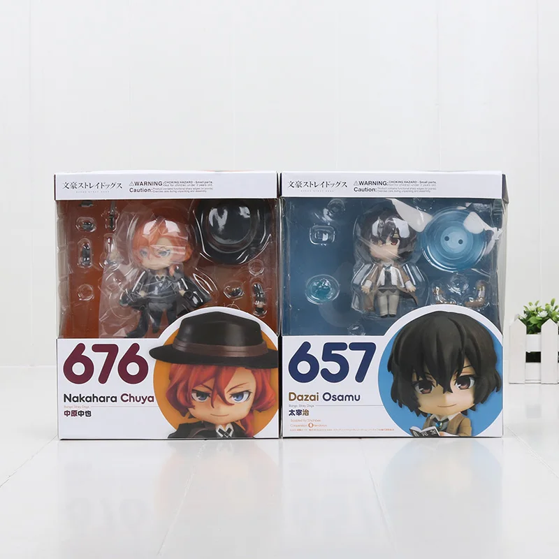 

10cm Nendoroid Bungo Stray Dogs 657 676 Dazai Osamu Nakahara Chuya Action Figure Model Toy