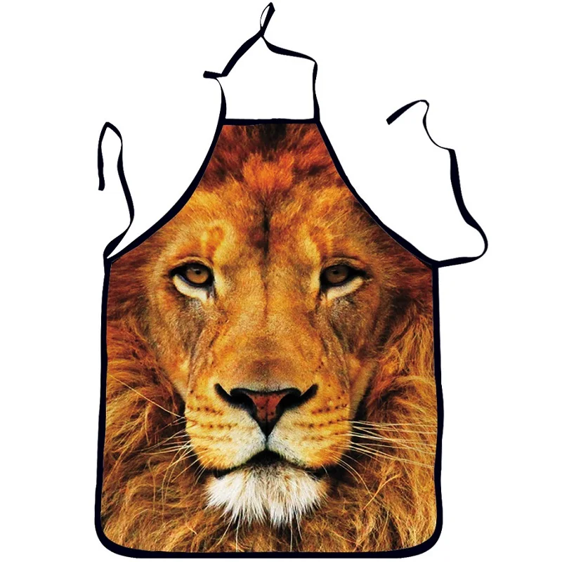 

3D Funny Aprons Animals lion Pattern Kitchen Apron Dinner Party Cooking Apron Cozinha Tablier Cuisine Pinafore Adult Children