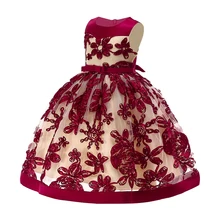 Платье для девочек; элегантные вечерние платья с красным бантом; Одежда для девочек; рождественские костюмы для детей; От 3 до 10 лет для маленьких девочек