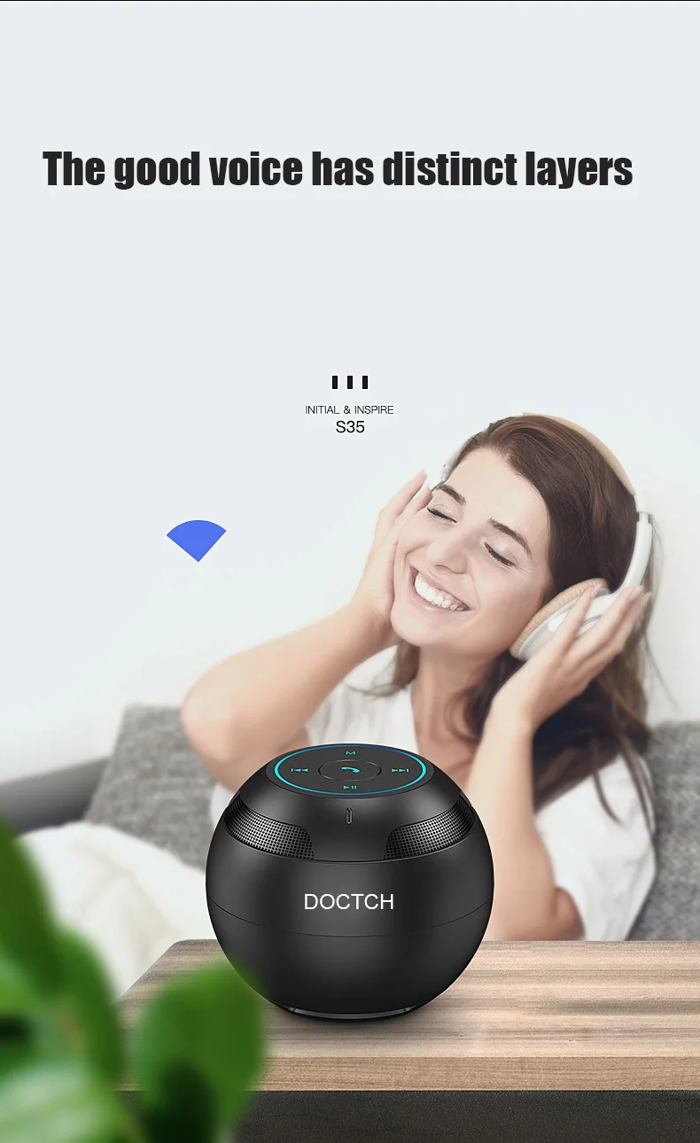DOCTCH Стерео тяжелый бас Интеллектуальный звук Bluetooth динамик с поддержкой батареи bluetooth для интеллектуального голоса