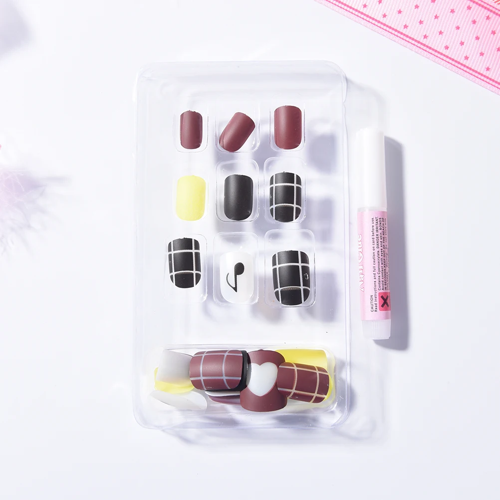 

24pcs/set Matte Fake Nails Cute Colorful French False Nails With Glue Full Nail Tips Bride Manicure Artificial Nails Salon