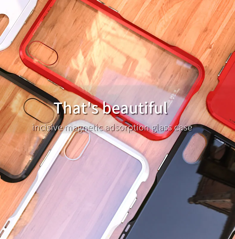 For iPhone X Magnetic Adsorption Cases Shockproof Metal Bumper (23)