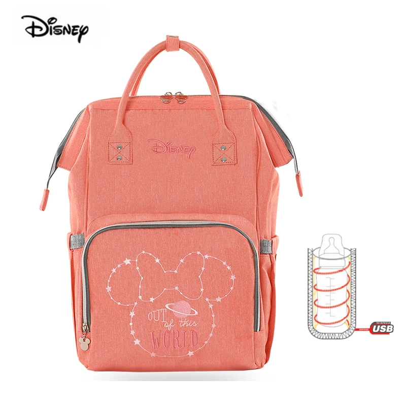 Disney Baby Mickey MinnieMommy сумка usb-обогреватель Оксфорд коляска сумка Многофункциональный рюкзак для матерей водонепроницаемый Мать пеленки мешок
