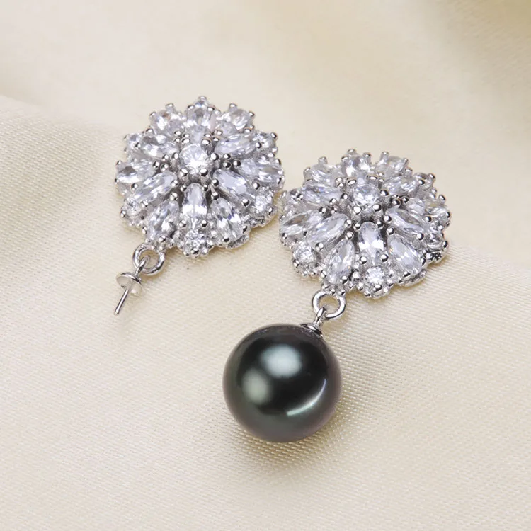 

925 Silver Pearl Earrings Mountings Fashion Earrings Charm Earrings Setting Finding Jewelry Parts Fittings Women's Accessories
