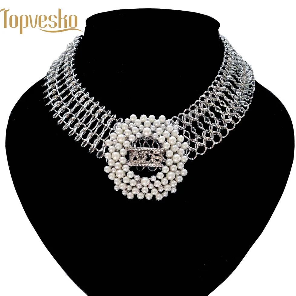 Topvesko, женское модное крупное колье, Delta Sigma Theta, жемчужное ожерелье, набор ювелирных изделий