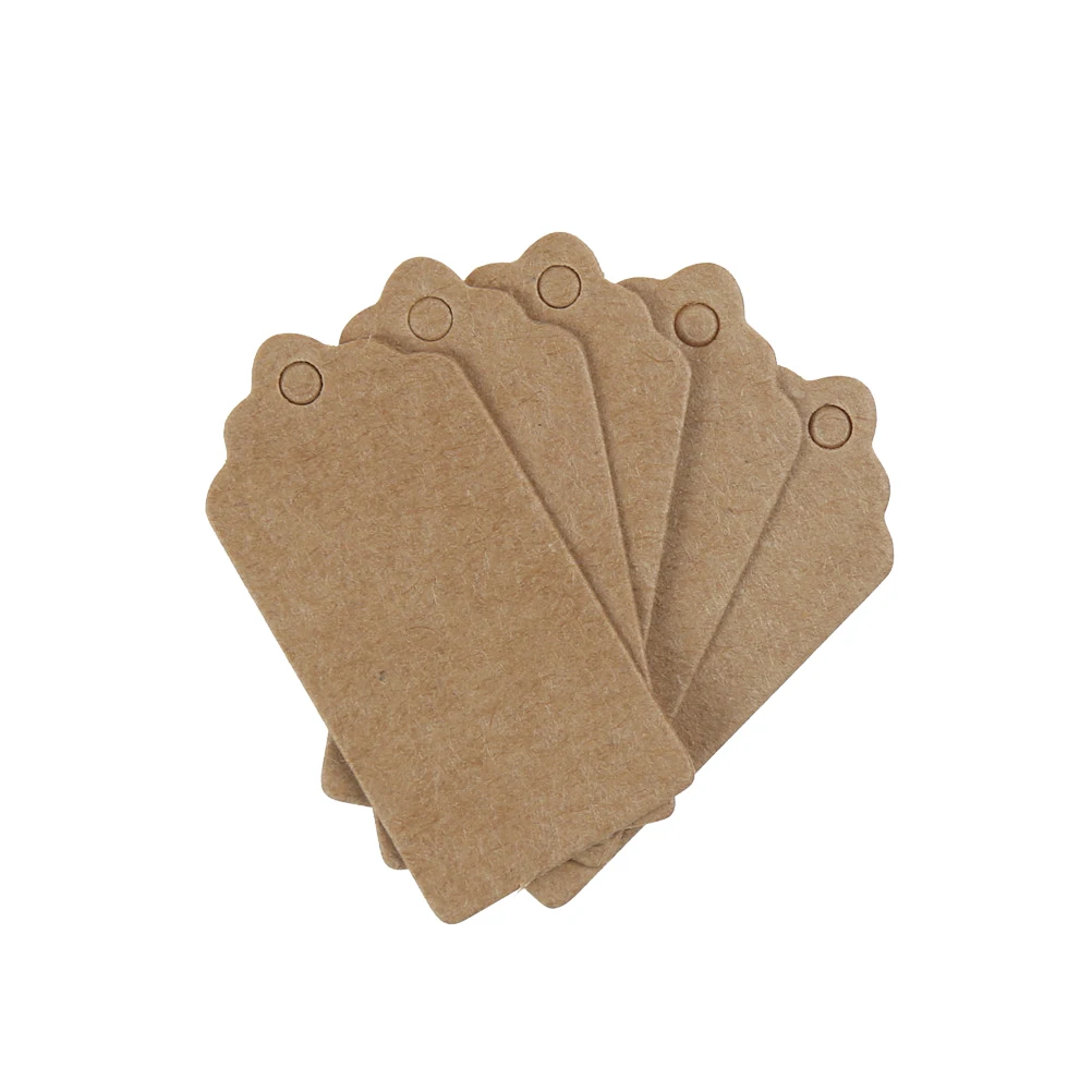 100x Kraft Paper Gift Hang Tags Wedding Scallop Label Blank Xmas Scrapbooking