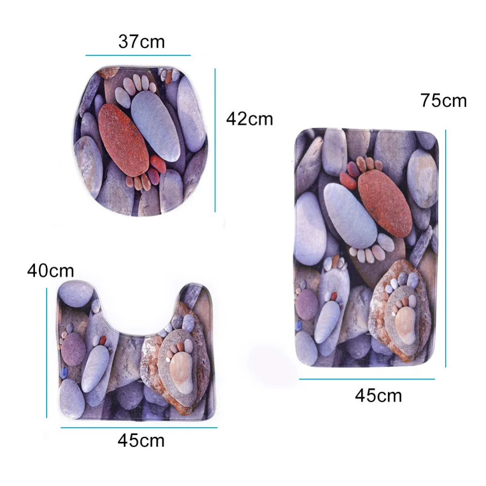 3 шт. коврик для ванной комнаты Набор напольных ковриков тиснение Фланелевое мягкое сиденье для унитаза крышка коврик для ванной для дома ванная комната продукт