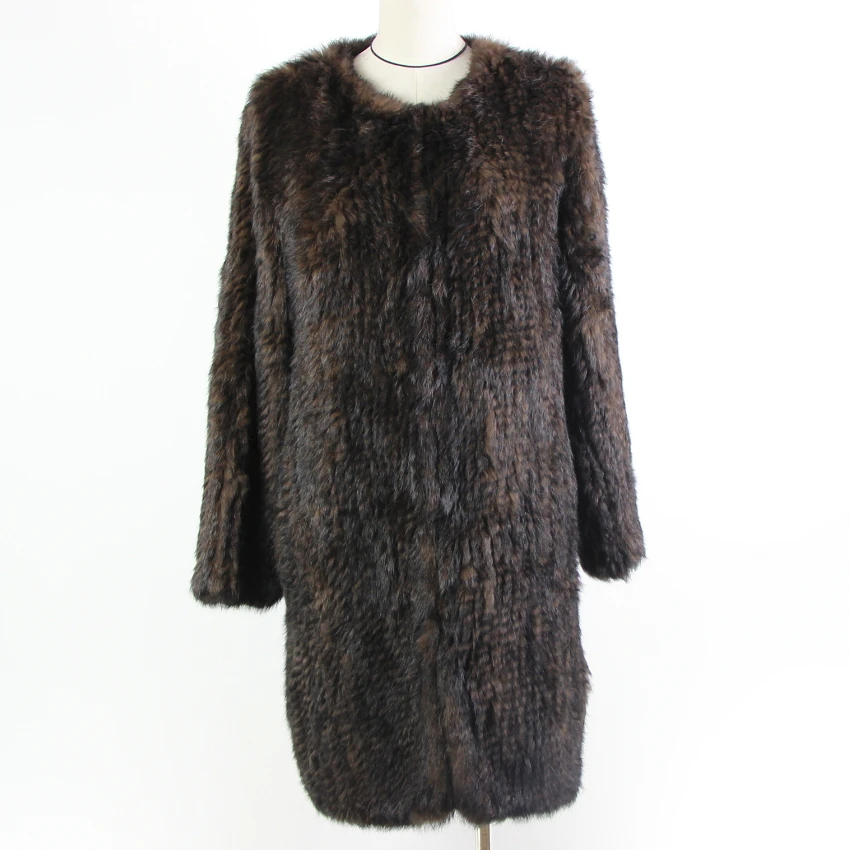 Knitted Real Fur Coat For Women 2018 Winter Loose Russia Womens Rabbit Natural Fur Jackets Fashion Genuine Fur With long Sleeve