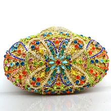 Разноцветные кристаллы Овальный клатч со стразами, вечерняя сумочка, с фабрики, вечерние сумочки с кристаллами 88246