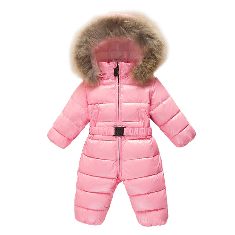 

2019 Children Winter Jumpsuit Kids Duck Down Snowsuit Baby Rompers Overalls Hooded Boys Girls Outerwear Romper 9M-3T 6 Colors