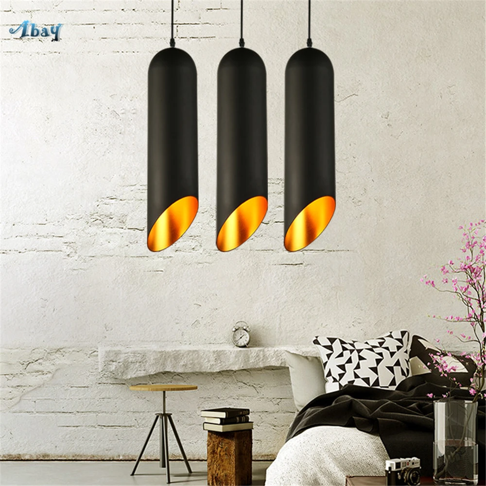 

Modern Long Cylinder Aluminum Pendant Lights for Living Room Restaurant Lighting Fixtures aluminum tube shape led hanging lamp