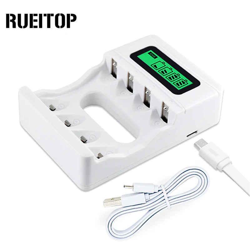 RUEITOP Интеллектуальный 4 слота USB умный ЖК аккумулятор зарядное устройство Зарядка