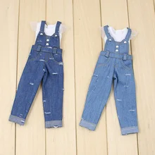 for middle joint blyth Doll blue jeans trouser lace white clothes Tshirt umpsuits 20cm doll 1/6 dolls free shipping
