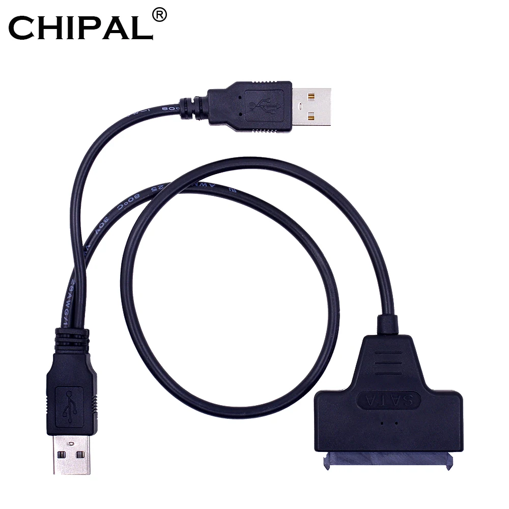CHIPAL 10 шт. USB 2 0 до 7 + 15 22Pin SATA 3 кабель адаптер для ноутбука 5 дюйма SSD HDD Внешний