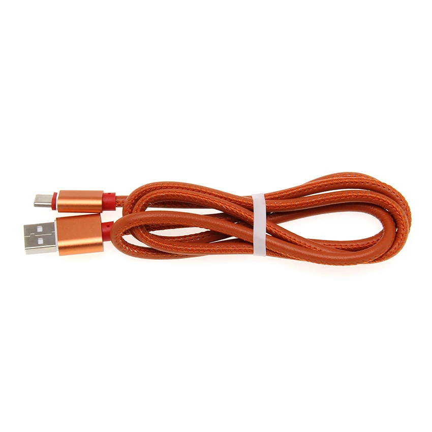 Tideseer Премиум кожаный Тип C кабель зарядного устройства для samsung Xiaomi Tablet Android мобильного телефона USB C шнур зарядного устройства - Цвет: Оранжевый