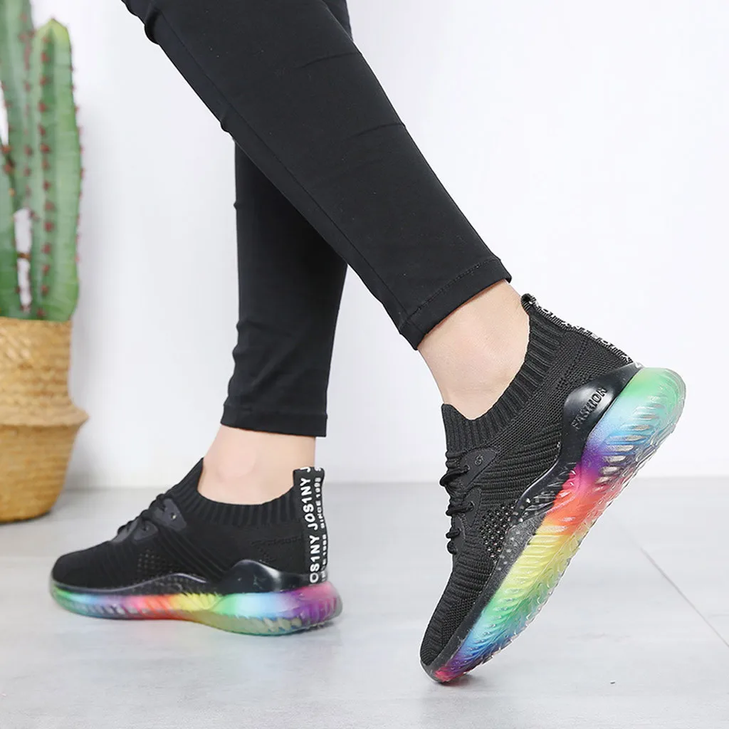 Dames schoenen terlik/Женская трендовая обувь с радужной прозрачной подошвой, кроссовки, Уличная дышащая повседневная обувь Ligth zapatos mujer