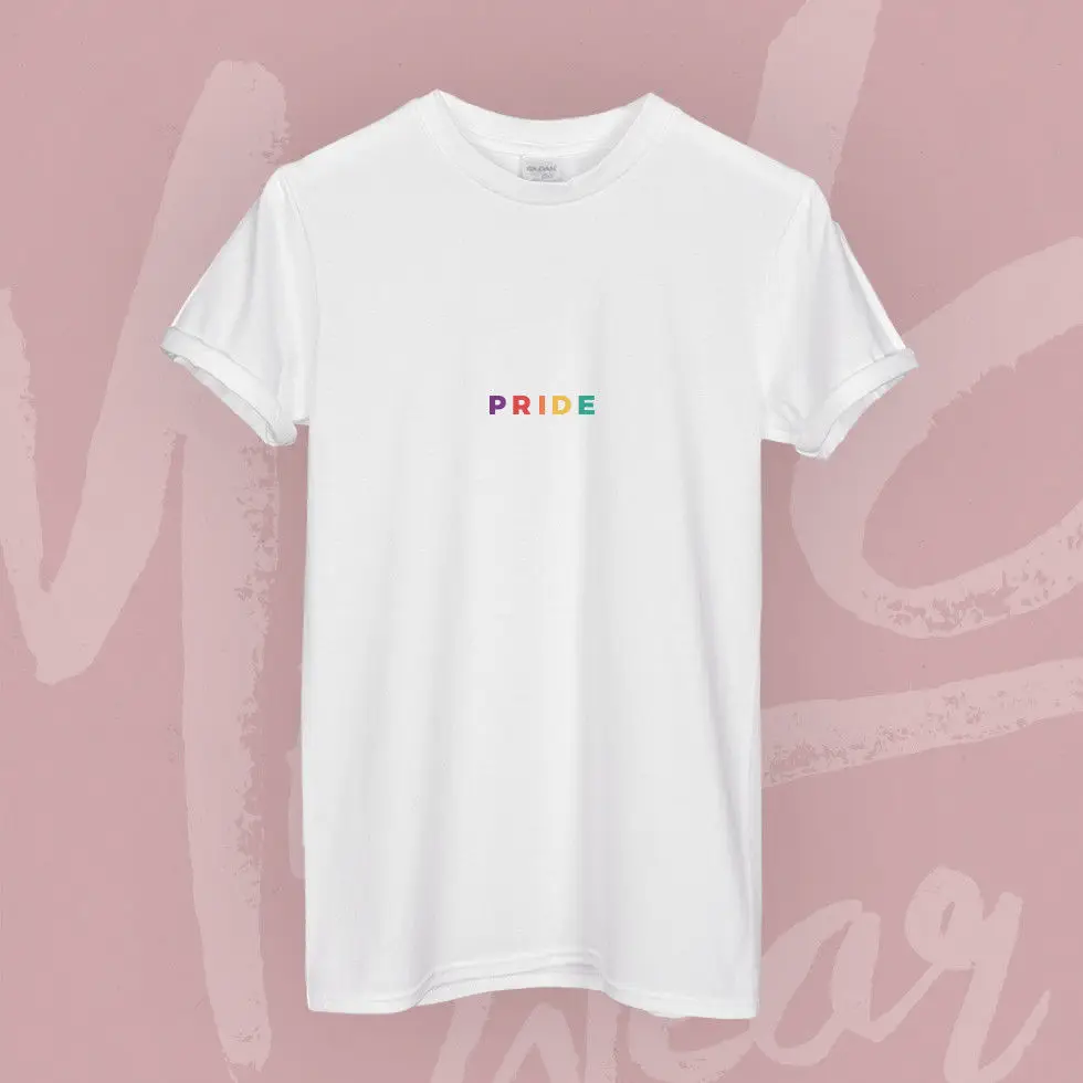 

PRIDE print LGBT White T Shirt Fashion Love Pride Peace Bi Gay