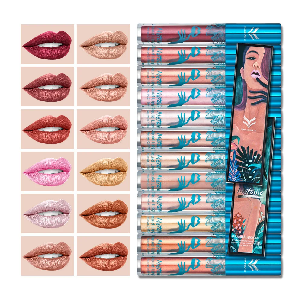 

2018 New Metallic Liquid Lipstick Waterproof Matte Lip Gloss Tint Makeup Long Lasting Lipgloss Glitter Paint Make Up Cosmetic
