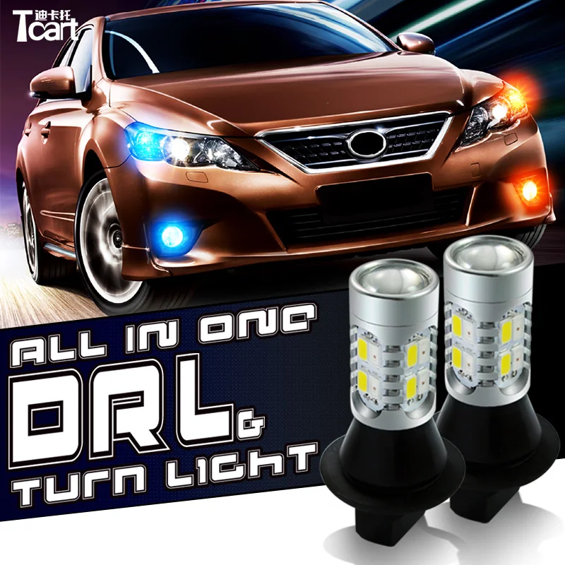 Tanie Tcart dla Chevrolet Captiva drl światła samochodowe PY21W S25 BAU15S 1156 led przednie kierunkowskazy i DRL wszystko w jednym
