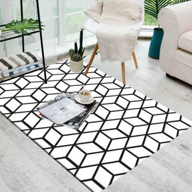 Прямоугольный ковер в скандинавском стиле 3D стерео геометрический черно-белый узор для спальни журнальный столик прикроватные коврики для гостиной/ковры