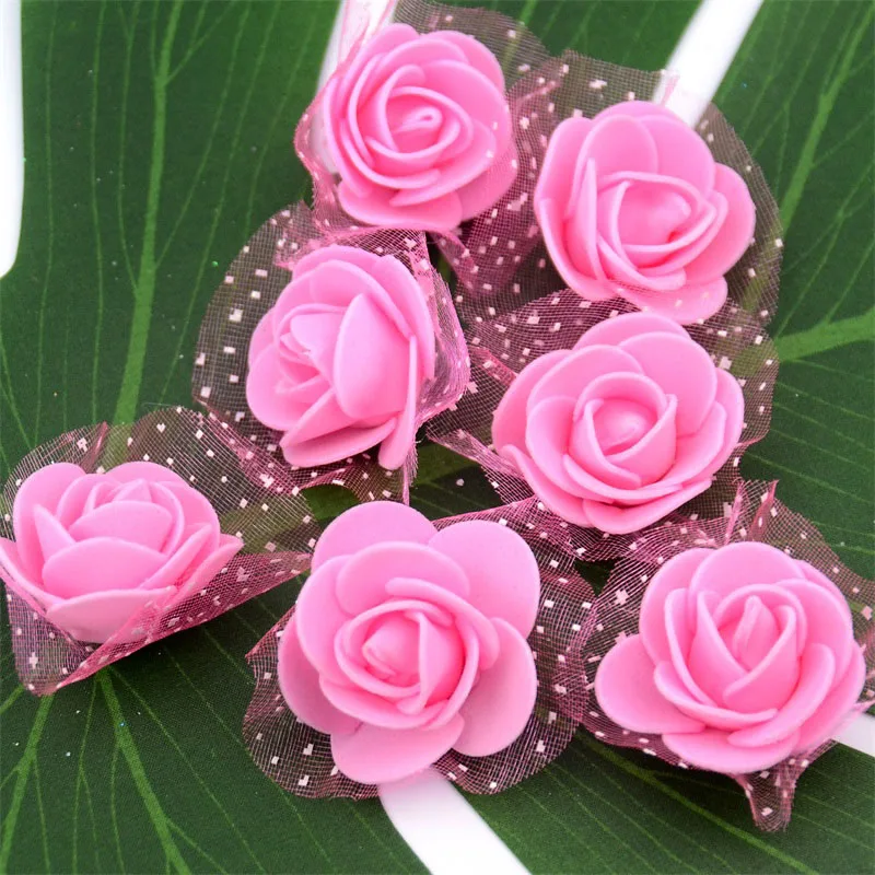 50 шт. 3 см искусственные из ПЭ бутоны роз для свадьбы украшения для дома рукодельные DIY Скрапбукинг венок украшение шелковые цветы - Цвет: Pink