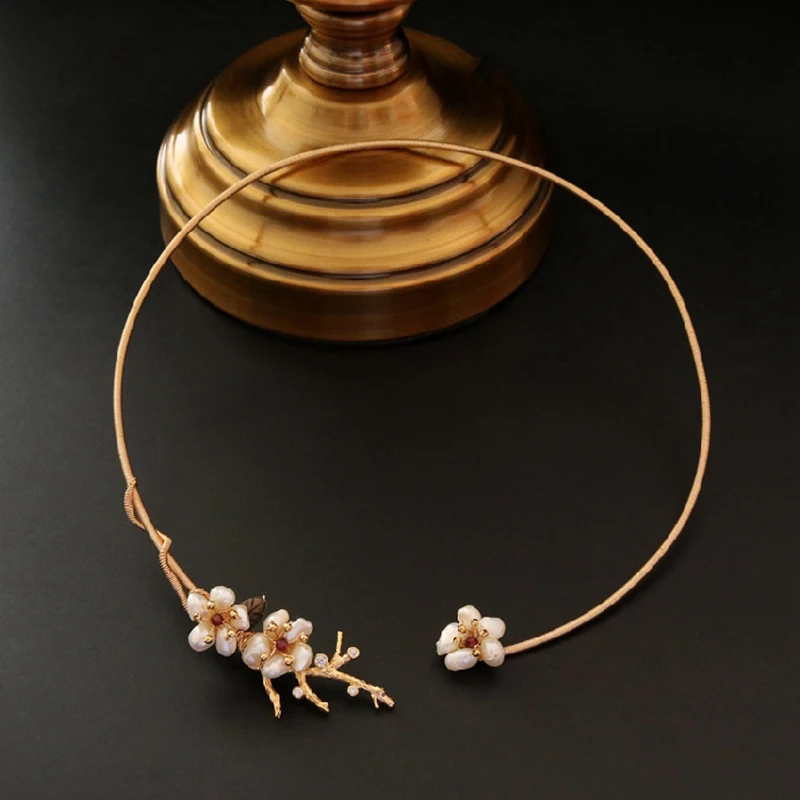 

Collar de perlas de oro y de lujo unico Diseno de joyas Collar barroco Nuevo Collar hecho a mano