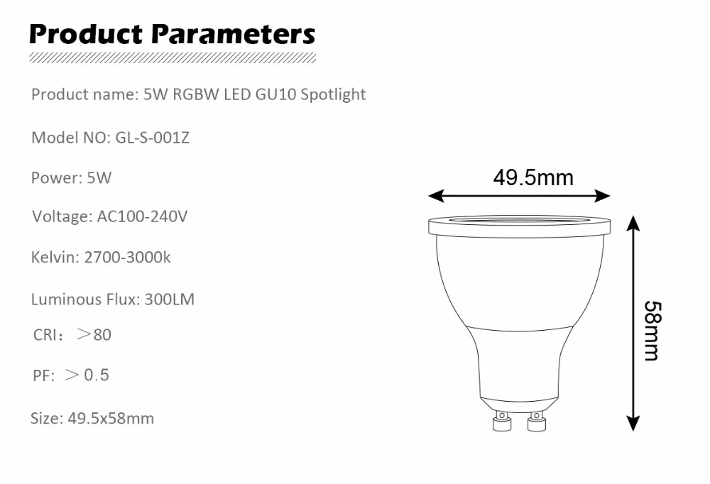 strip spotlights Zigbee bridge LED RGBW 5W GU10 spotlight color changing zigbee zll LED bulb AC100-240V led APP controller dimmable smart LED smart spotlight bulbs