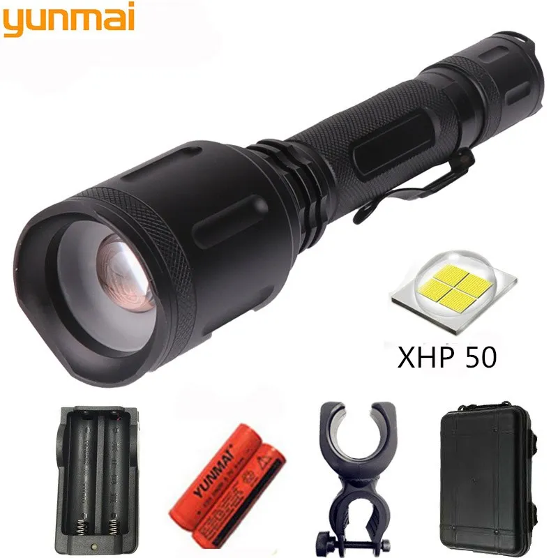 Мощный светодио дный светодиодный фонарик 20000LM XHP50 Zoom тактический фонарь для защиты фонарь Использование 18650 батарея для кемпинга охота