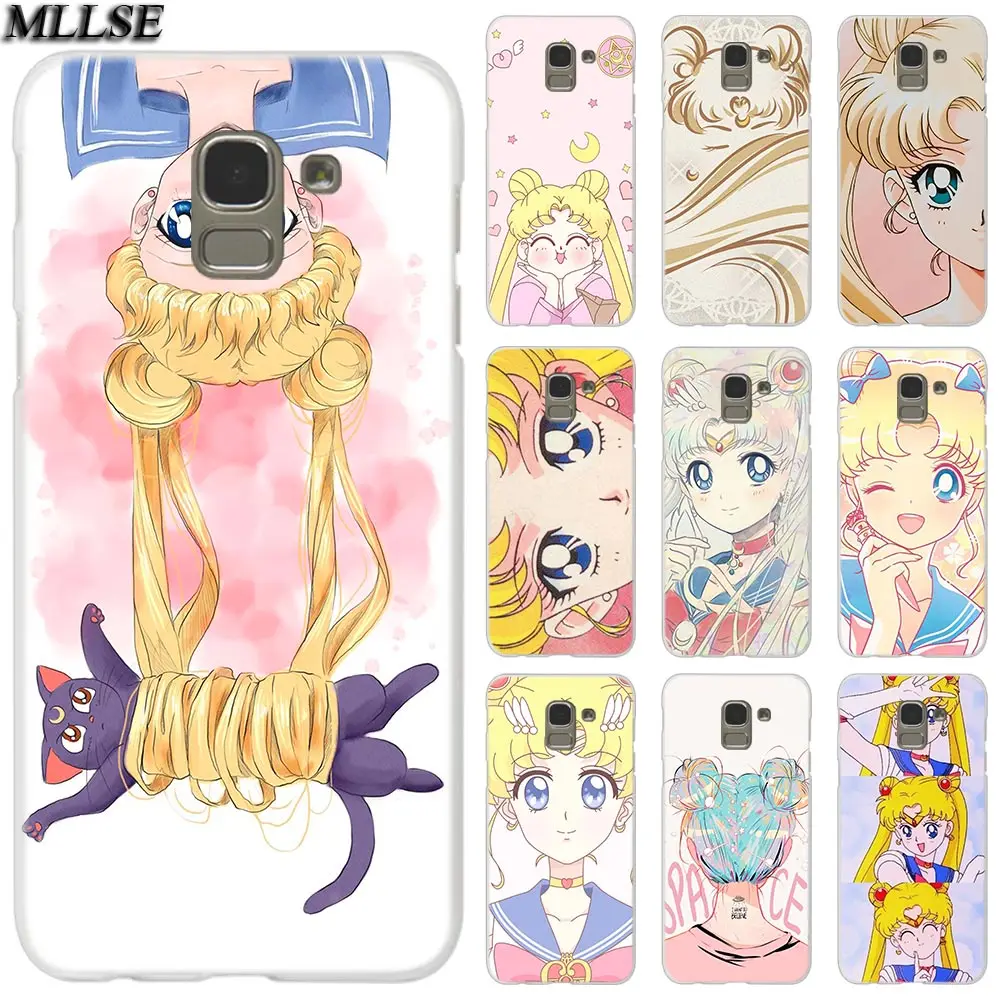 

MLLSE Anime sailor moon lune cat Case Cover for Samsung Galaxy J2 J4 CORE J3 J5 J7 2016 2017 EU J8 J6 2018 J4 Plus J7 Prime Hot