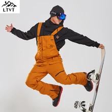 LTVT однобортный женский двойной сноуборд нагрудник водонепроницаемый черный зимний лыжный Крытый лыжный подтяжки новые зимние женские лыжные брюки
