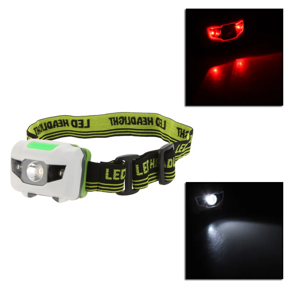 

Mini 3 Mode 2 LED Red Flashlight Super Bright Headlight Headlamp Torch Lanterna with Headband Night Fishing Riding Cycling