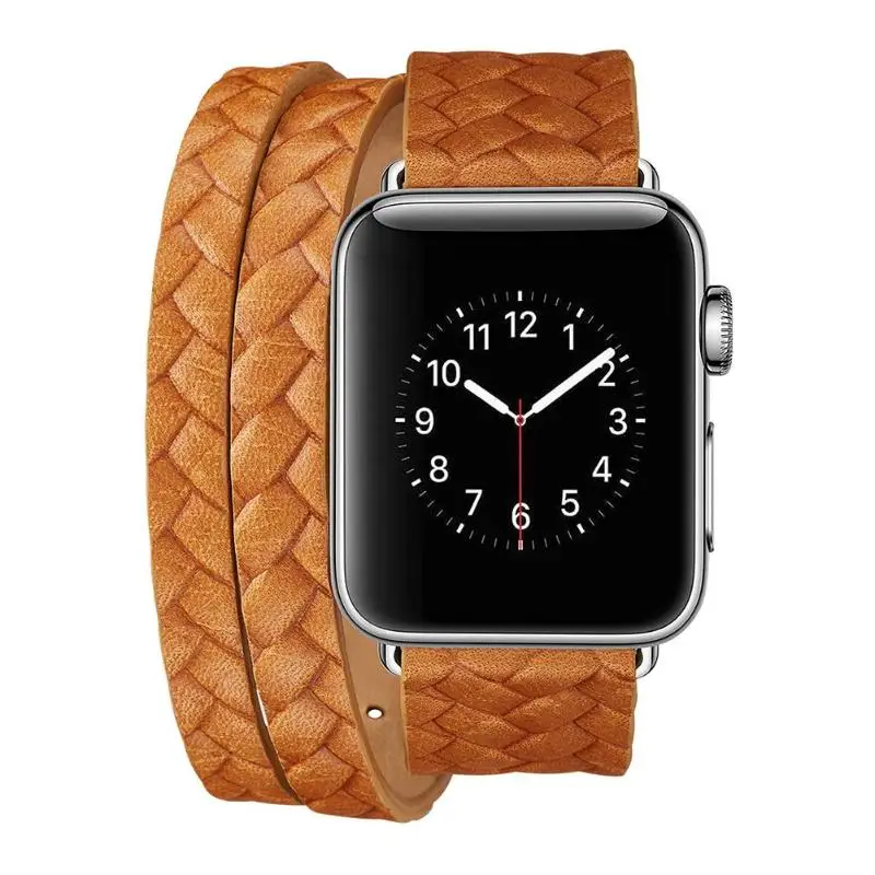 ALLOYSEED двойной петлей кожаный ремешок для часов Ремешок для Apple Watch 38 мм 42 мм Корона тисненая замена ремешок для iWatch 1 2 3