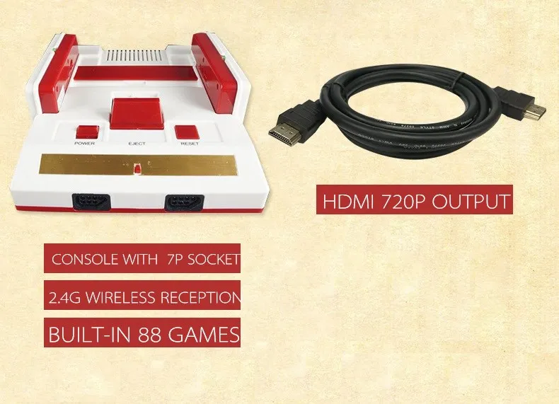 10 шт./лот 8 бит 2 4G мини HDMI AV Ретро видео игровая консоль встроенный 88 классических