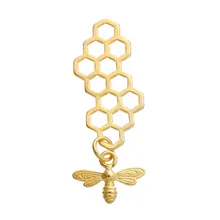 DoreenBeads цинковый сплав на основе 3D Подвески сота золотой цвет пчелы резные полые 46 мм(6/") x 16 мм(5/"), 10 шт