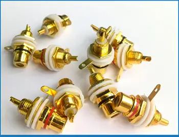 

10 pcs/lot Gold RCA Female Connector Socket Adapter Plug