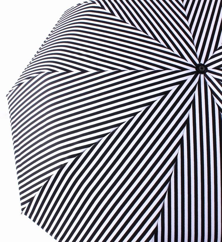 Новый серебристым покрытием черные и белые полосы автоматический зонт стекловолокна увеличить ветрозащитный зонтик негабаритных