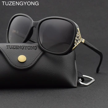 

TUZENGYONG Women Brand Designer Sunglasses PC Frame Vintage Girls Oculos De Sol Polarized Driving Sunglass With Case T852