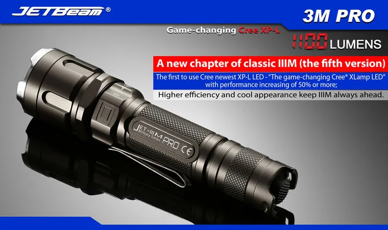 Free Shipping 2014 Original JETBEAM 3M PRO Cree XP-L LED 1100 lumens flashlight daily torch Compatible with 18650 16340 battery Free Shipping 2014 Original JETBEAM 3M PRO Cree XP-L LED 1100 lumens flashlight daily torch Compatible with 18650 16340 battery