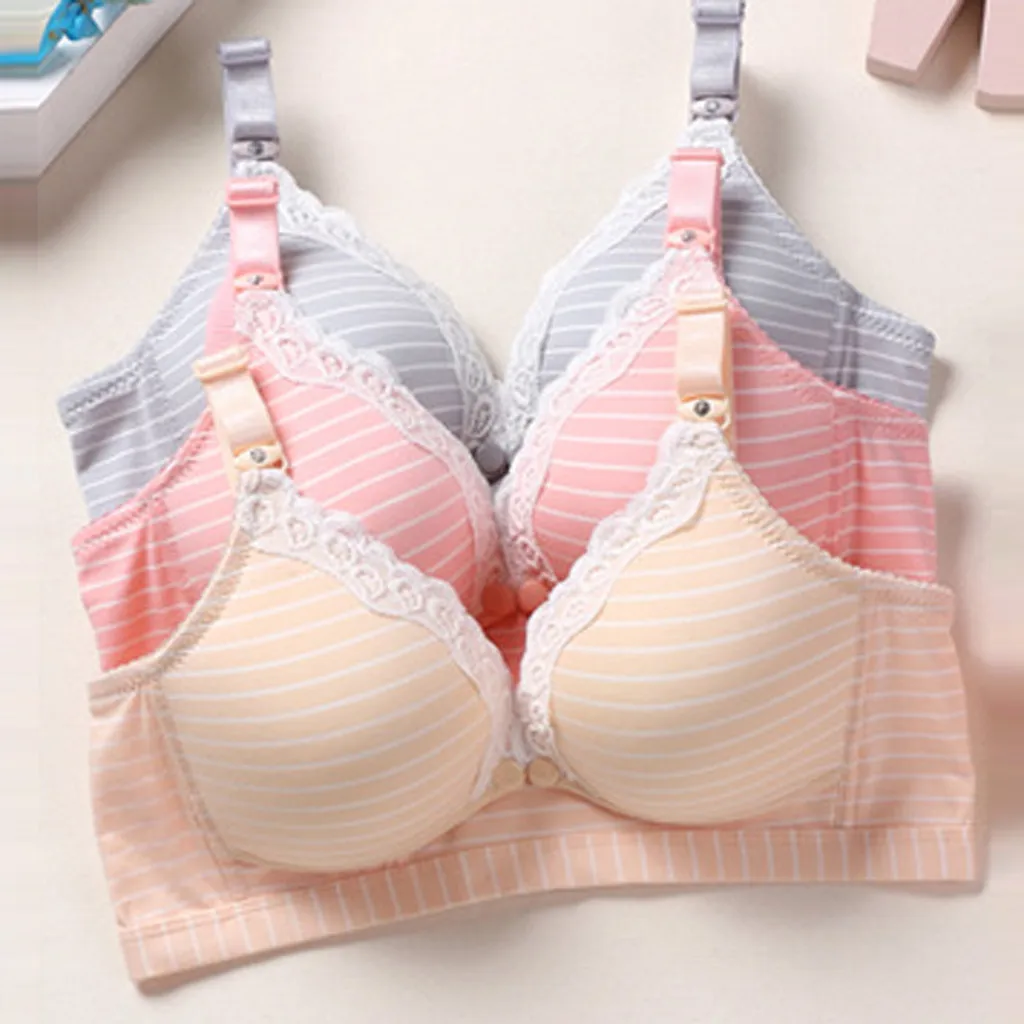 

Sexy Lingerie women bra Wireless Thin Cotton Breathable Comfortable Underwear striped Push Up Lingerie Seamless Bra for girls