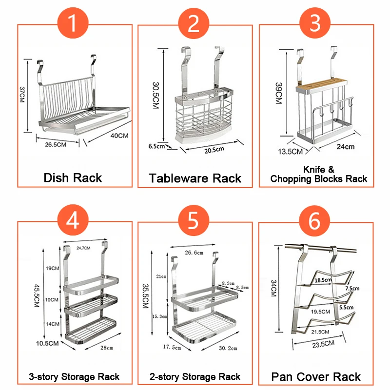 Comprar Estante de almacenamiento de cocina de acero inoxidable DIY para cortar pizarras con soporte accesorios de cocina montados en la pared de acero inoxidable 304