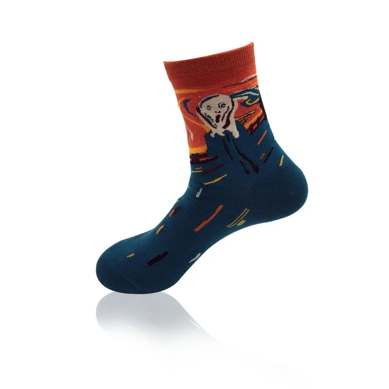 Новые художественные мужские и женские носки забавная Новинка Звездная ночь винтажные Ретро хлопковые носки