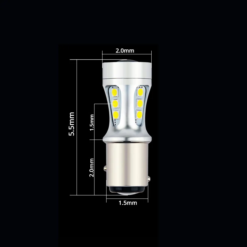 2x1157 BAY15D светодио дный свет P21/5 Вт сигнальные лампы автомобиля 12 В белый 6000 К 3030 чип тормоз DRL индикатор обратного заднего света высокой