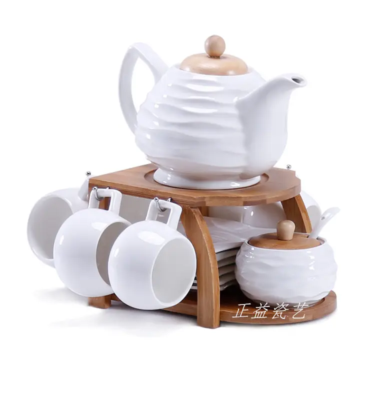 Керамические чашки кофейники в европейском стиле с бамбуковой деревянной рамой кофейные чайные сервизы кофейные капсулы фарфоровые чайные сервизы из костяного фарфора