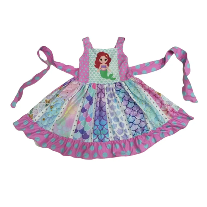 

girl fashion twirl dress sling stitching girls frocks girl summer dress with belt