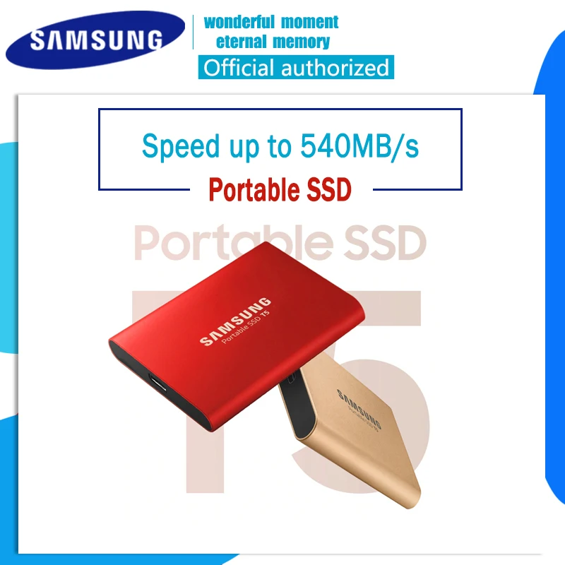 Samsung внешний SSD T5 250 GB 500G 1 T 2 Внешний твердотельный HD жесткий диск USB 3,1 Gen2 (10 Гбит/с) и обратная совместимость для ПК