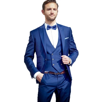 

Custom Made Slim Fit Business Mens Wedding Suit Groom Tuxedos Jacket+Pants+Vest Formal Party Suit Groomsmen Best Man Suit